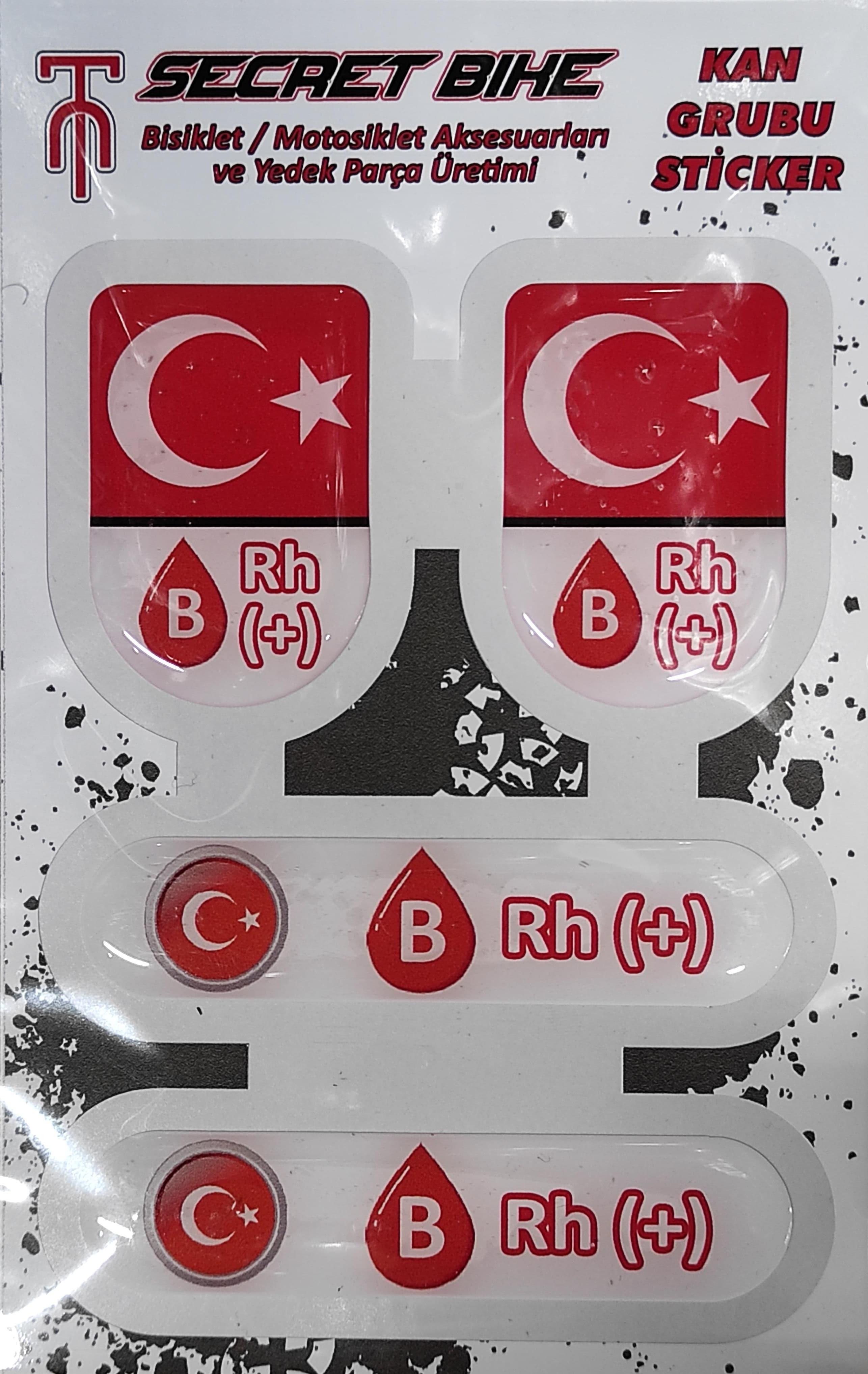 Secret Bike Türk Bayraklı Motosiklet Ve Kask Kan Grubu Sticker B Rh (+) Pozitif