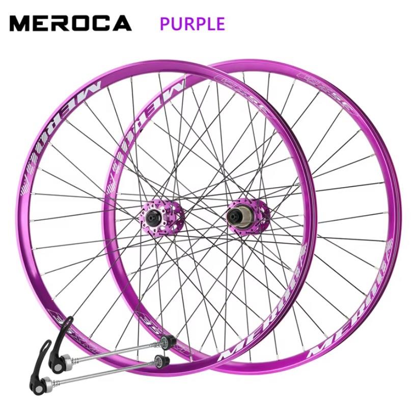 Meroca Ön/Arka 26''Jant Seti Mor Qr-Mandal 6 Vida Disk Kaset Dişli Jant Seti Rulmanlı Hub Sesli Jant