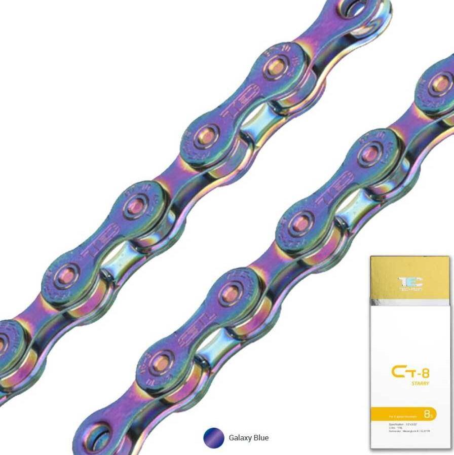 KMC TEC 6-7-8li Zincir 116 Lokma Rainbow Bisiklet Zinciri 18-21-24 Vites Uyumlu Galaxy Blue Zincir
