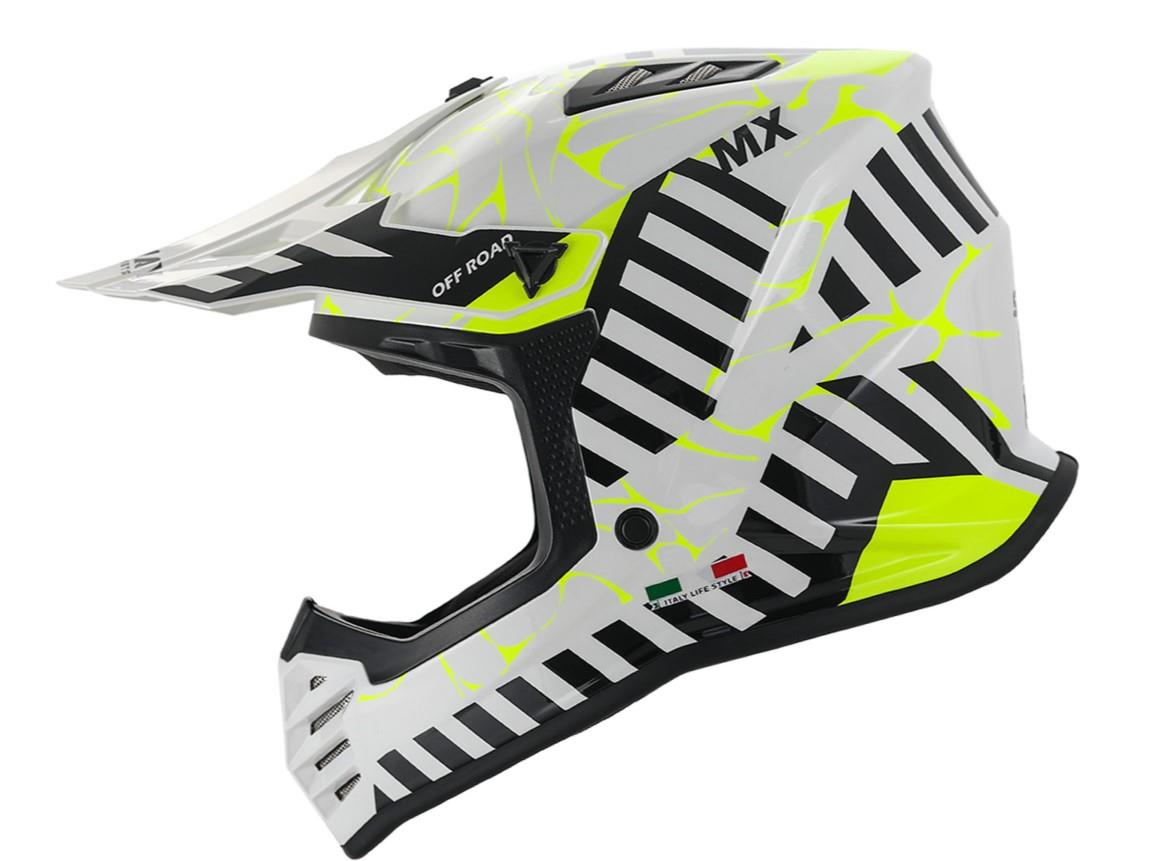 SWAY 618 Alert Çocuk Cross Kaskı Bisiklet Motosiklet Enduro Kask XL Beden Beyaz Sarı Çocuk Kaskı