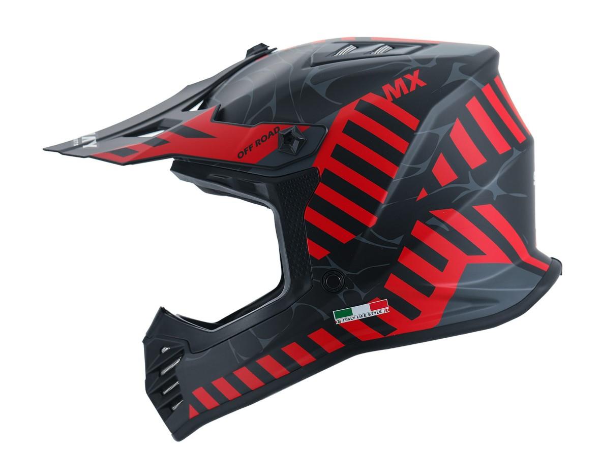 SWAY 618 Alert Çocuk Cross Kaskı Bisiklet Motosiklet Enduro Kask XL Beden Siyah Kırmızı Çocuk Kaskı