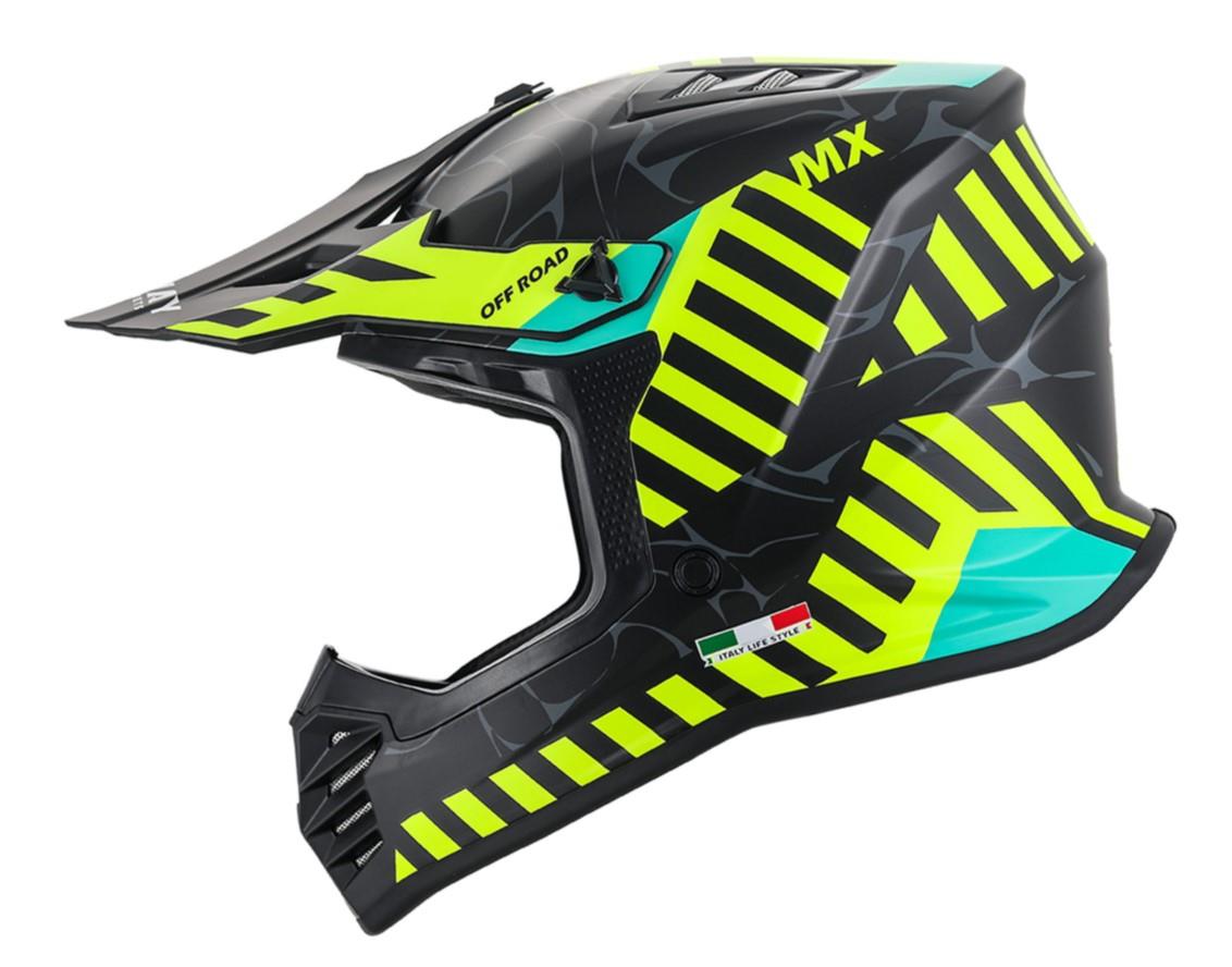 SWAY 618 Alert Çocuk Cross Kaskı Bisiklet Motosiklet Enduro Kask XL Beden Mat Siyah Sarı Çocuk Kaskı