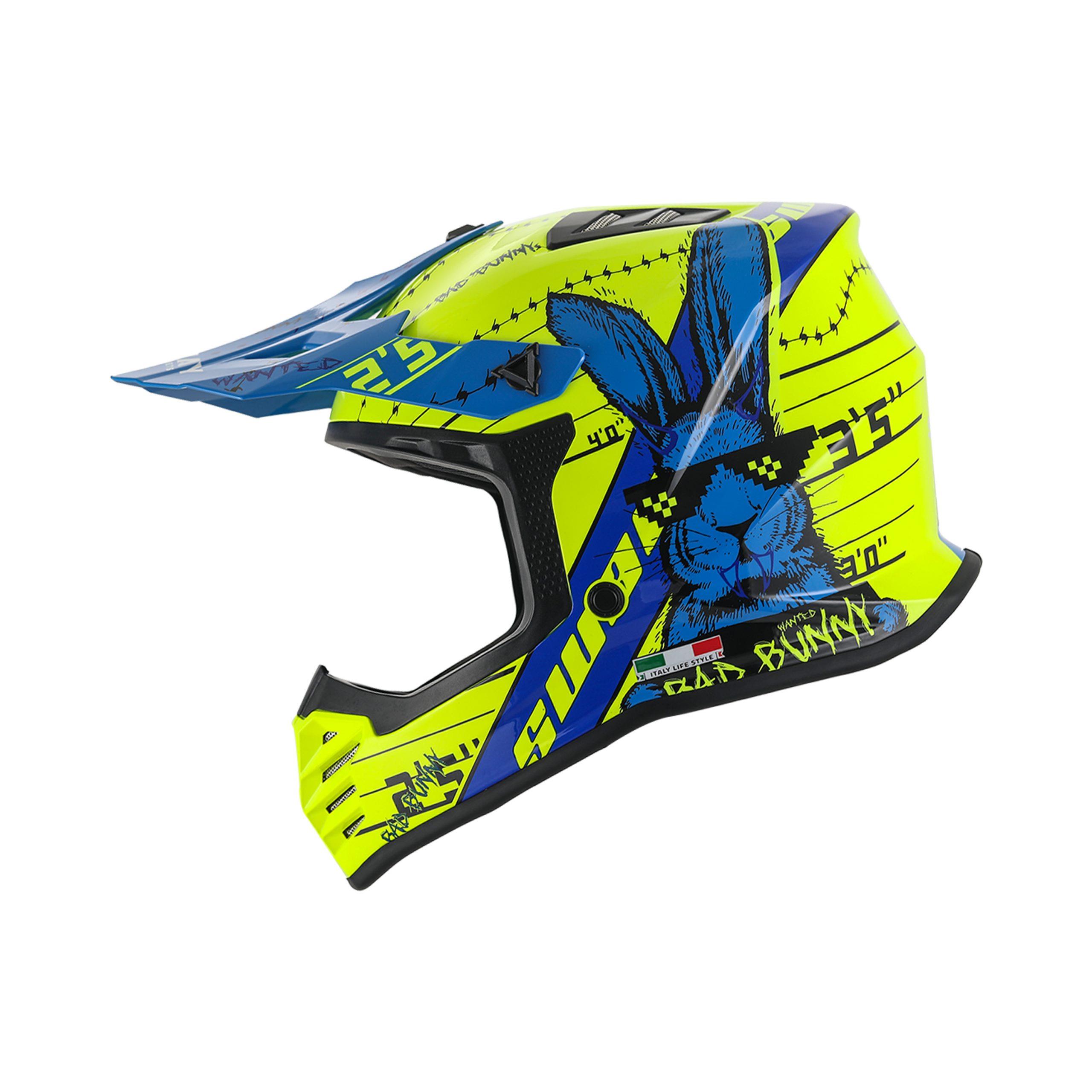 SWAY 618 Bunny Çocuk Cross Kaskı Bisiklet Motosiklet Enduro Kask L Beden Sarı Mavi Çocuk Kaskı