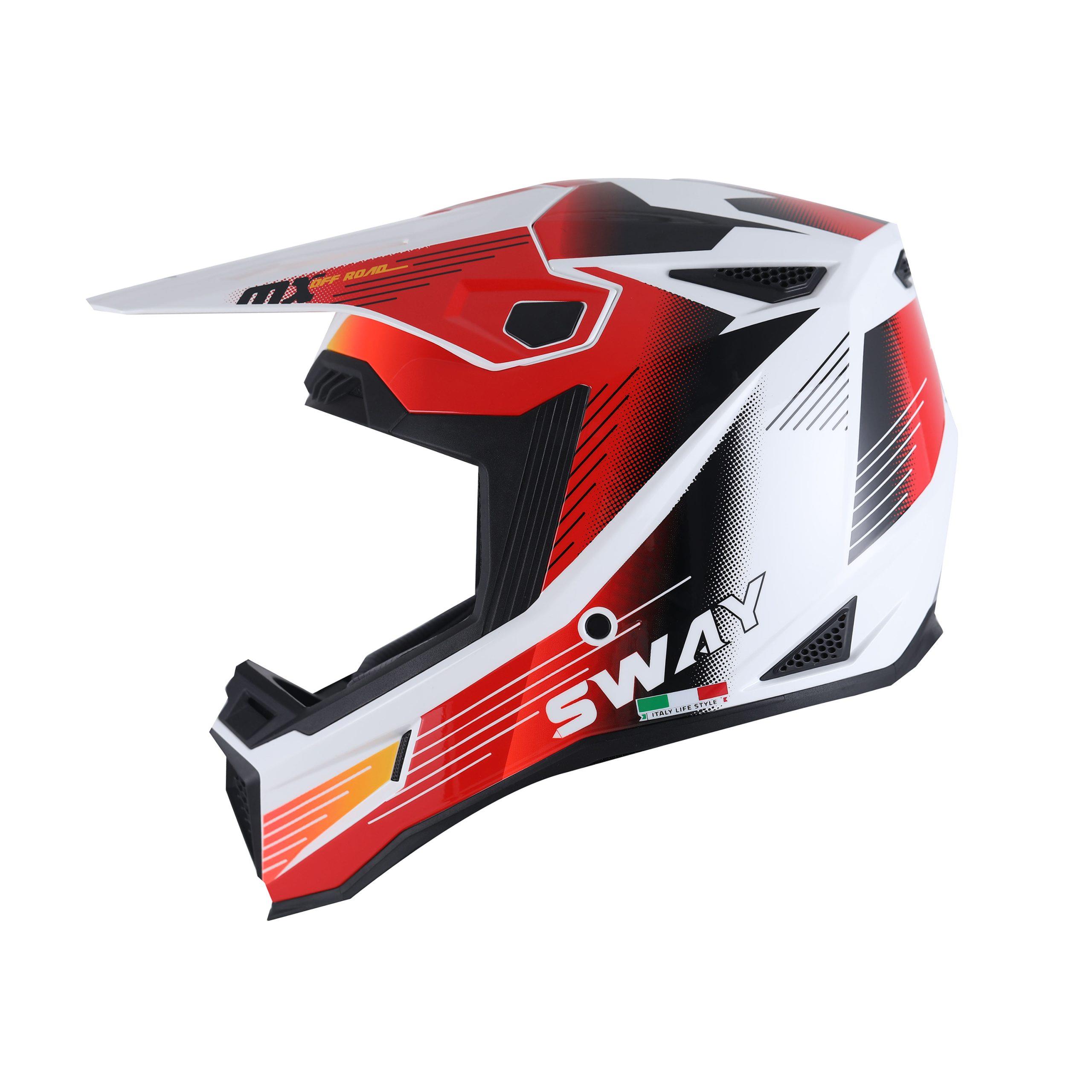 SWAY 635 Nova Genç Cross Kaskı Bisiklet Motosiklet Enduro Kask M Beden Siyah Beyaz Kırmızı