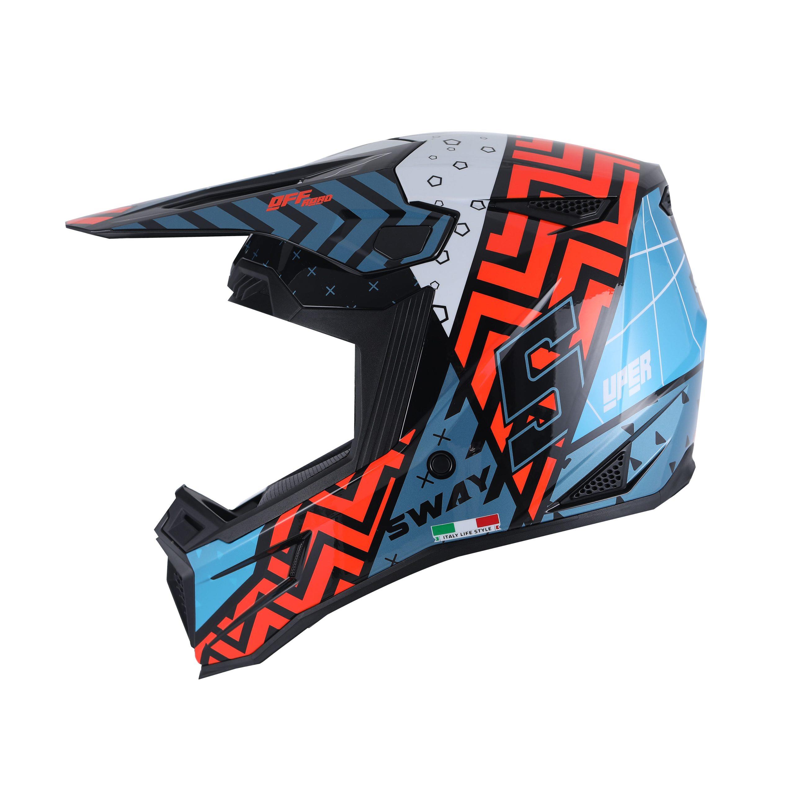 SWAY 635 Super Genç Cross Kaskı Bisiklet Motosiklet Enduro Kask S Beden Siyah Mavi Turuncu