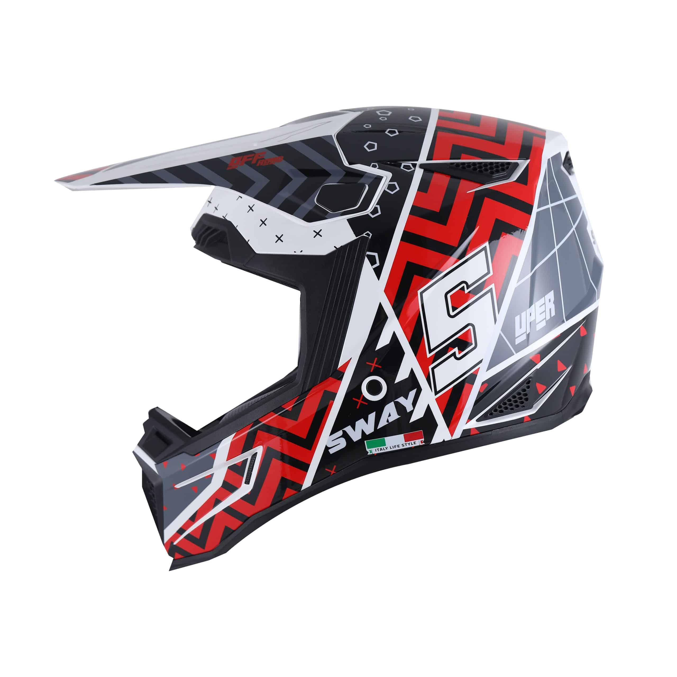 SWAY 635 Super Genç Cross Kaskı Bisiklet Motosiklet Enduro Kask S Beden Siyah Kırmızı Beyaz