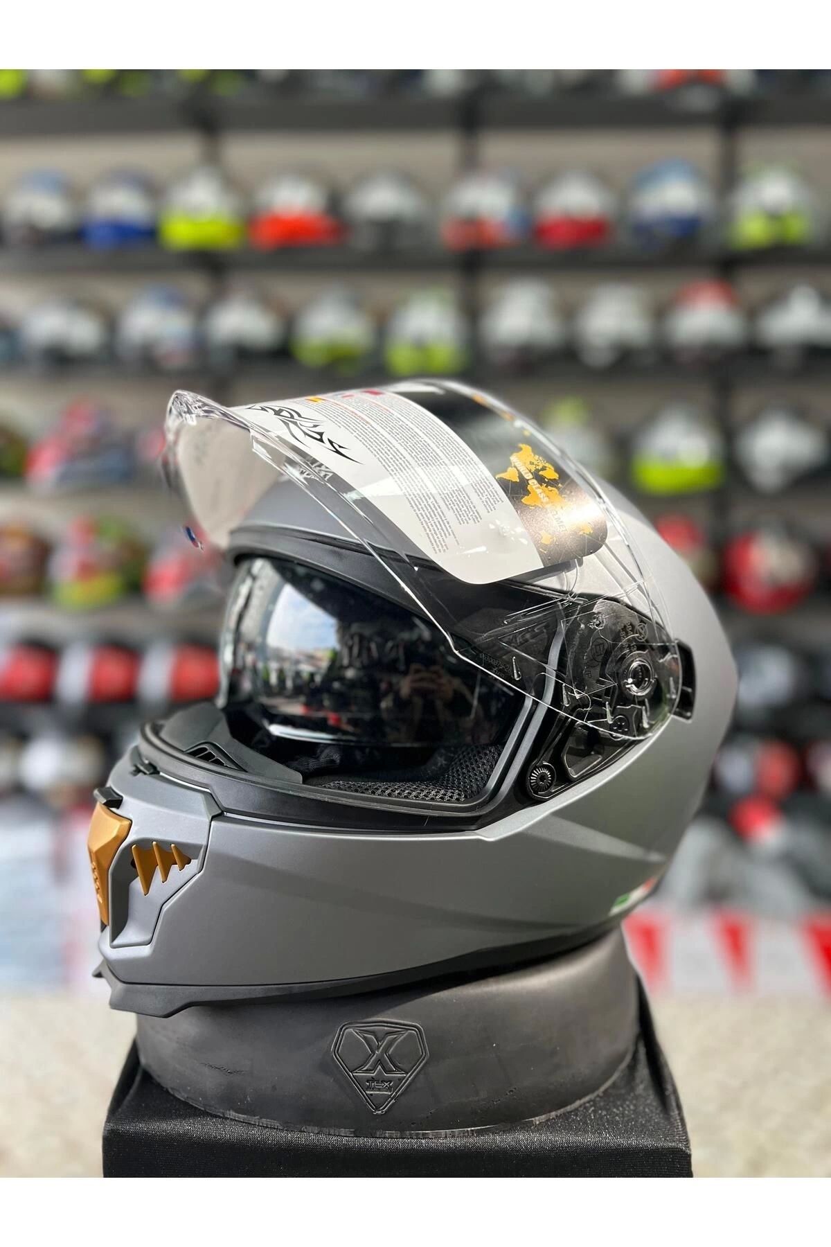 Sway 865 Full Face Double Visor Güneş Gözlüklü Kapalı Motosiklet Kaskı M Beden Mat Gri