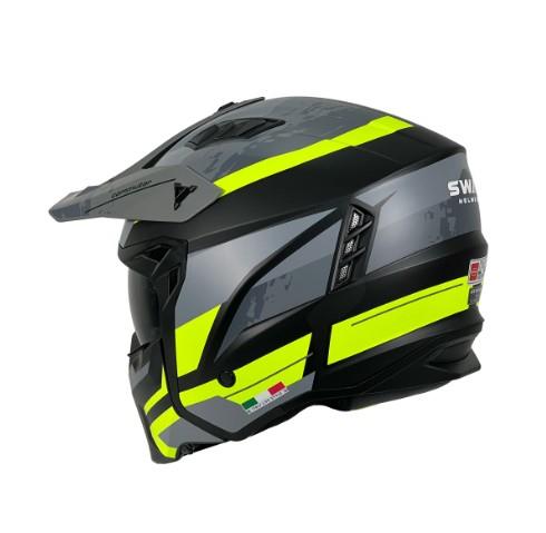 Sway X1-X Seul Track Modüler Full Face Çene Sökülebilen Motosiklet Kaskı XL Beden Siyah Sarı