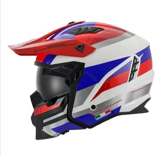 Sway X1-X Seul Track Modüler Full Face Çene Sökülebilen Motosiklet Kaskı XL Beden Beyaz Kırmızı