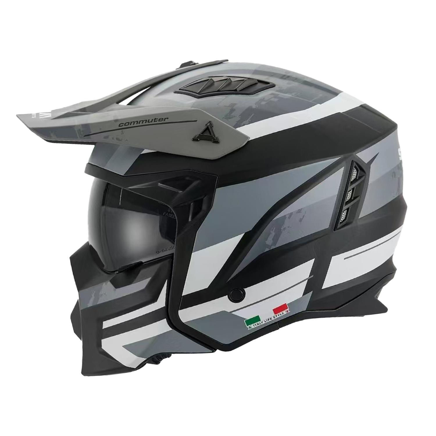 Sway X1-X Seul Track Modüler Full Face Çene Sökülebilen Motosiklet Kaskı 2XL Beden Siyah Gri