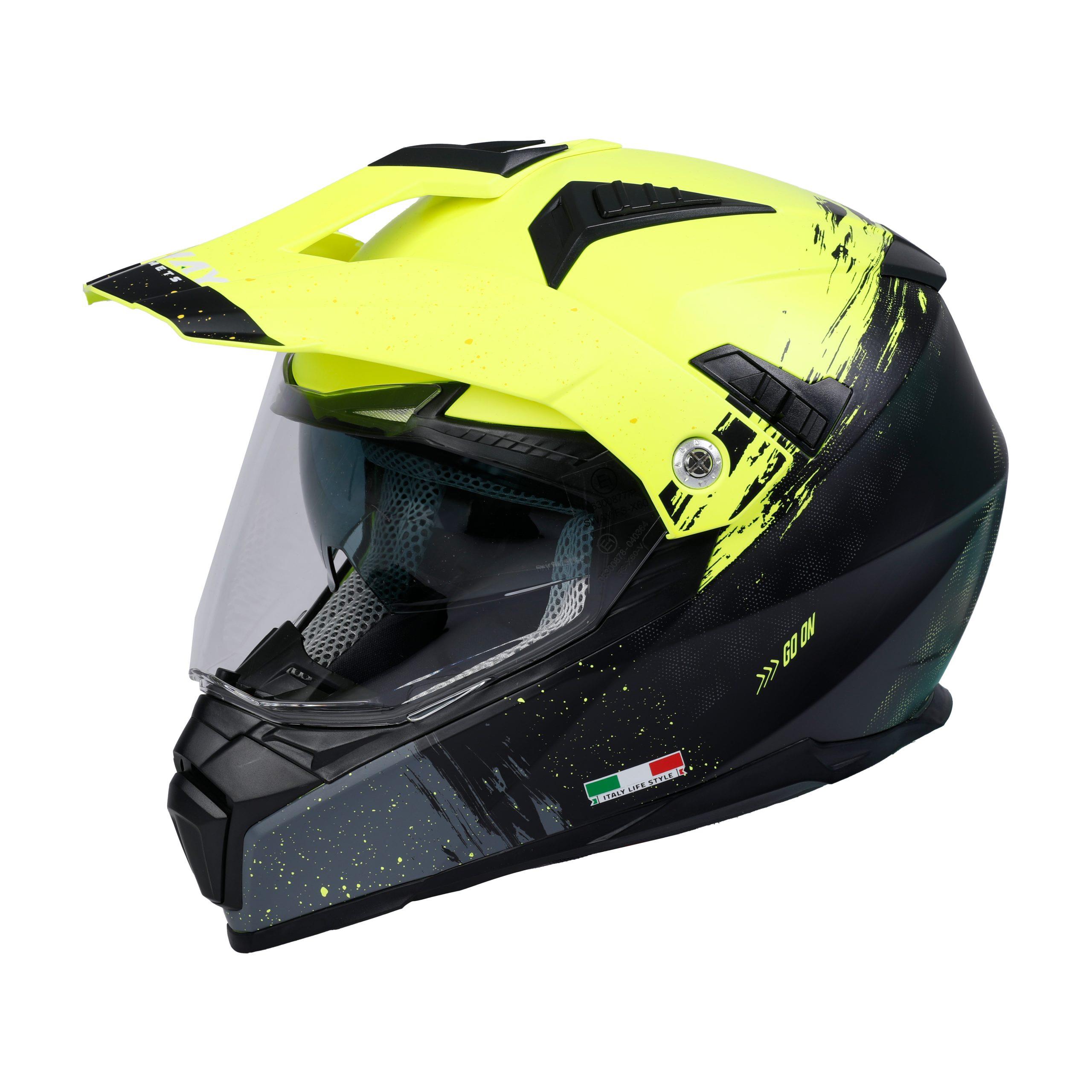 Sway X60 Solid Full Face Enduro Touring Adventure Kapalı Motosiklet Kaskı L Beden Sarı Siyah