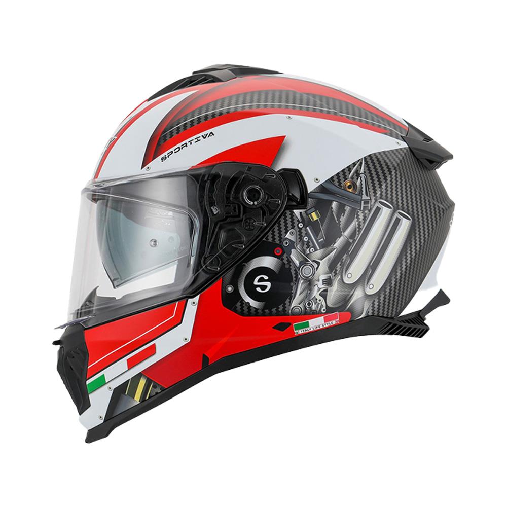 Sway Xbyc 865 Engine Full Face Güneş Gözlüklü Kapalı Motosiklet Kaskı M Beden Beyaz Kırmızı