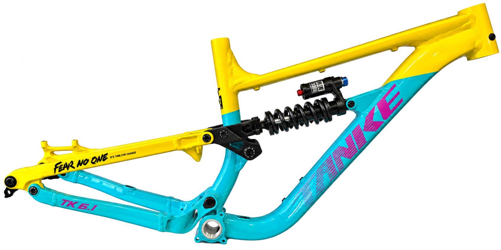 TANKE TK6.1 Orta Havalı Süspansiyon Dahil MTB Alüminyum Enduro Allmountain Kadro Yellow Blue Medium
