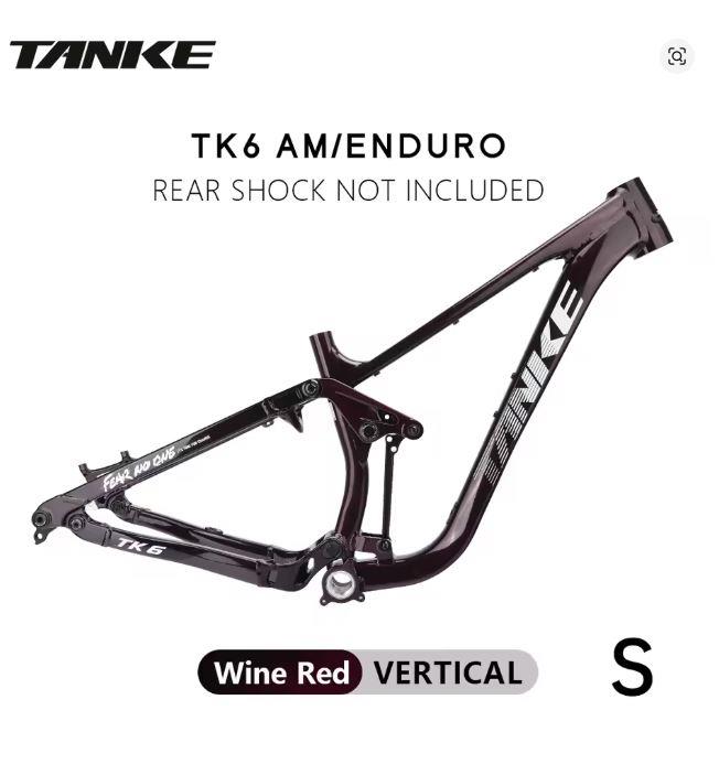 TANKE TK6 4-Bağlantılı Orta Havalı Süspansiyon Dahil MTB Alüminyum Enduro Downhill Kadro Wine Red S