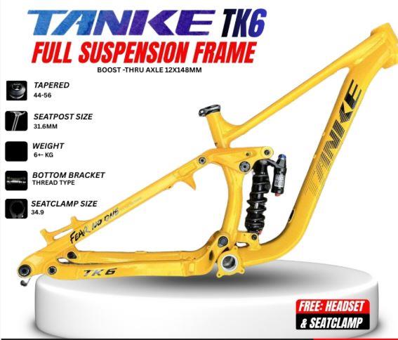 TANKE TK6 4-Bağlantılı Orta Havalı Süspansiyon Dahil MTB Alüminyum Enduro Downhill Kadro Orange S