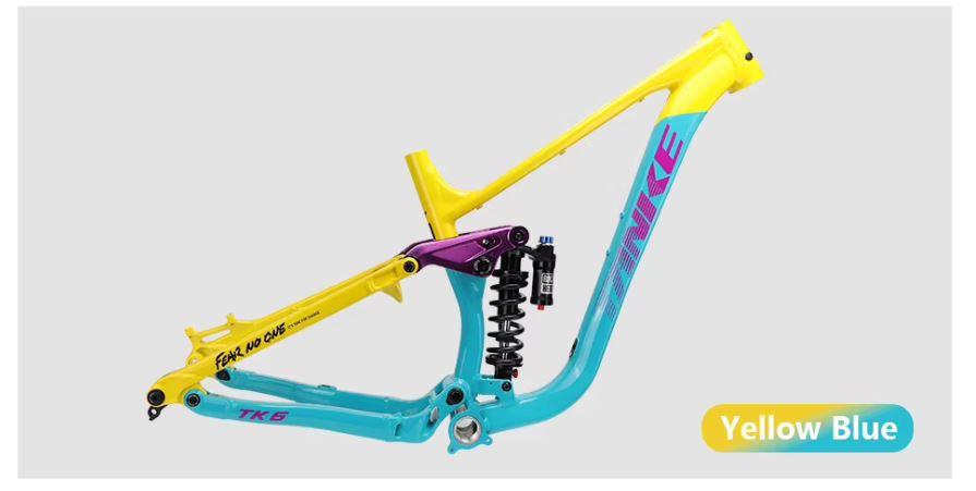 TANKE TK6 4-Bağlantılı Orta Havalı Süspansiyon Dahil MTB Alüminyum Enduro Downhill Kadro Yellow Blue S