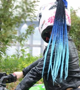 Tex Kask Süsü 4 Motosiklet Bisiklet Ve Kayak Kask Süsü Örgü At Kuyruğu Saç Yeşil Gri