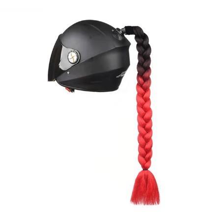 Tex Kask Süsü 5 Motosiklet Bisiklet Ve Kayak Kask Süsü Kalın Örgü At Kuyruğu Saç Kırmızı Lila
