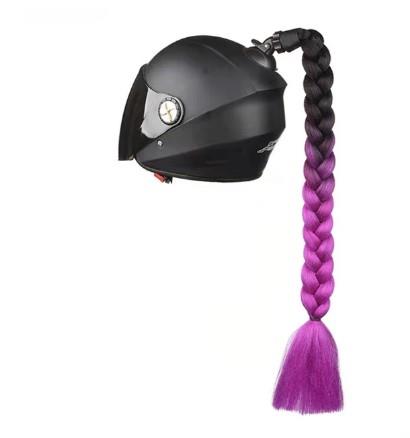 Tex Kask Süsü 5 Motosiklet Bisiklet Ve Kayak Kask Süsü Kalın Örgü At Kuyruğu Saç Mor Pembe