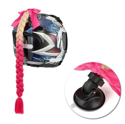Tex Kask Süsü 5 Motosiklet Bisiklet Ve Kayak Kask Süsü Kalın Örgü At Kuyruğu Saç Sarı Pembe