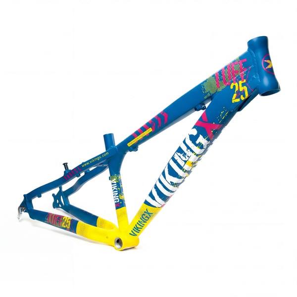 VikingX Tuff X-25 Dirt Jump Kadro Alüminyum Dirt Jump Bisiklet Kadrosu Hafif Dayanıklı Yeşil Sarı