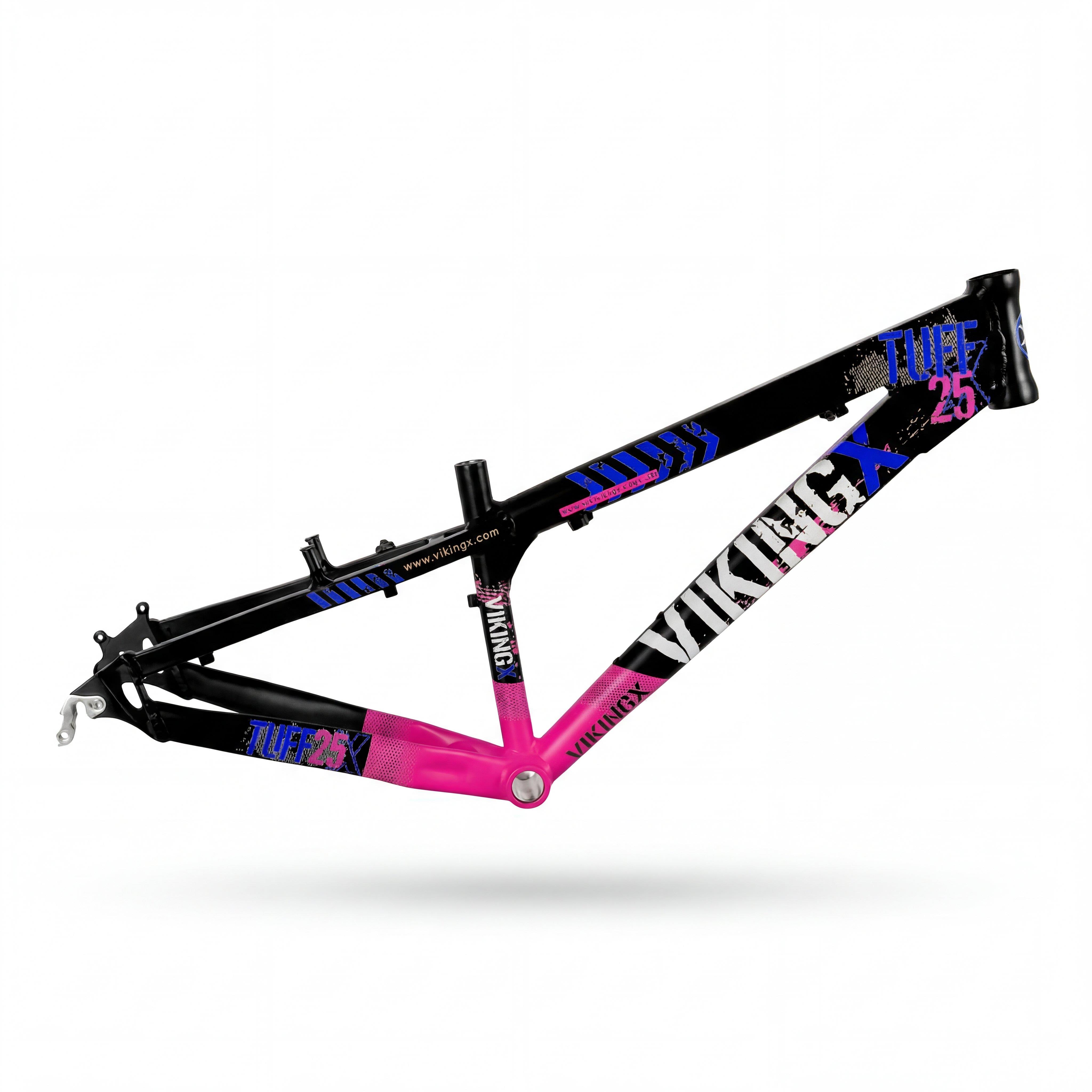 VikingX Tuff X-25 Dirt Jump Kadro Alüminyum Dirt Jump Bisiklet Kadrosu Hafif Dayanıklı Siyah Pembe