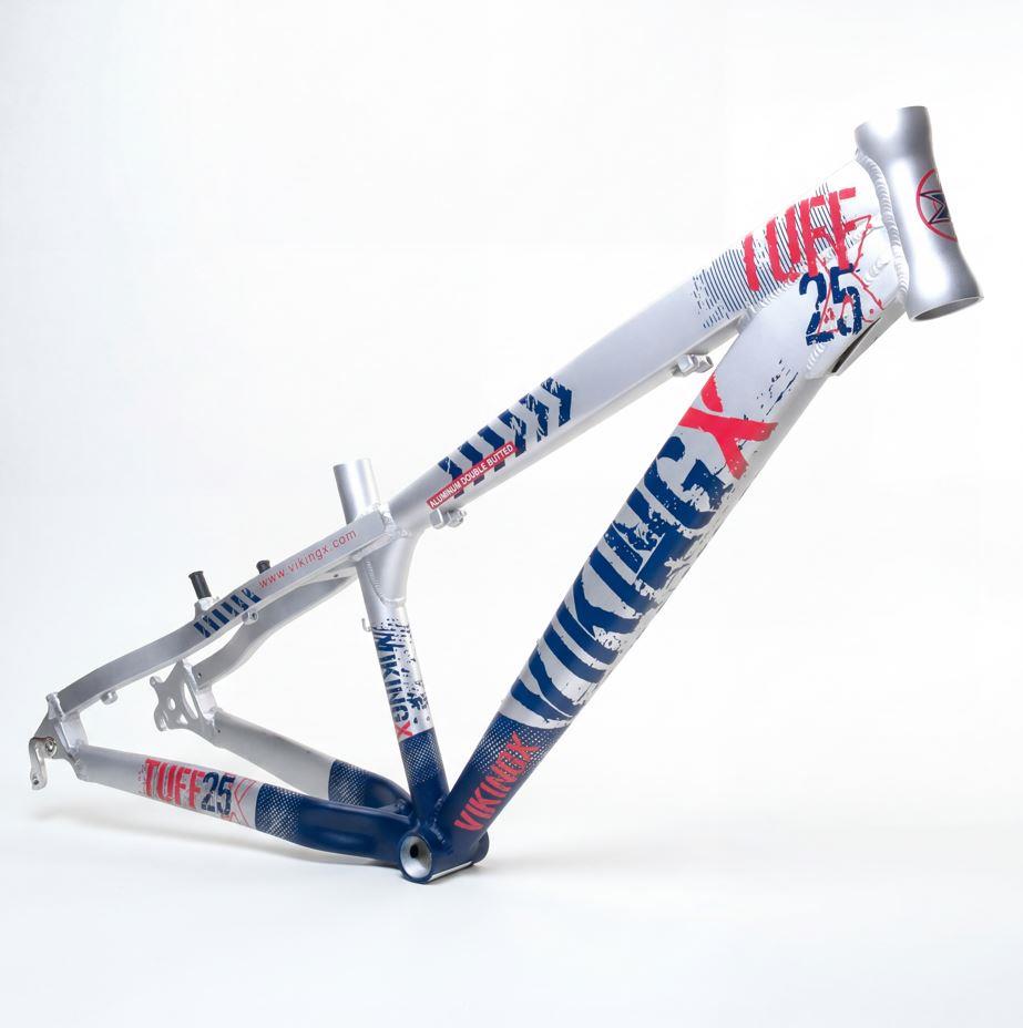 VikingX Tuff X-25 Dirt Jump Kadro Alüminyum Dirt Jump Bisiklet Kadrosu Hafif Dayanıklı Mavi Gümüş