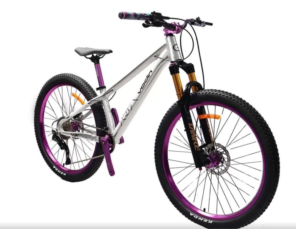 Vodin Dirty Jump 27,5" Jant 9 Vites Freeride Dirt Jump Akrobasi Bisikleti Gümüş Mor Renk