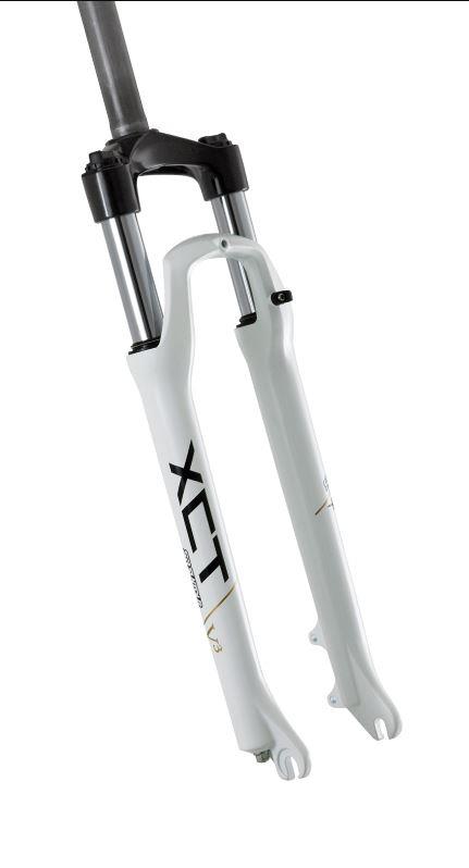 SR Suntour Xct V3 M/LO 26" Jant Kilitlenebilir Bisiklet Maşası Beyaz 1-1/8 QR Maşa Disk Fren Uyumlu
