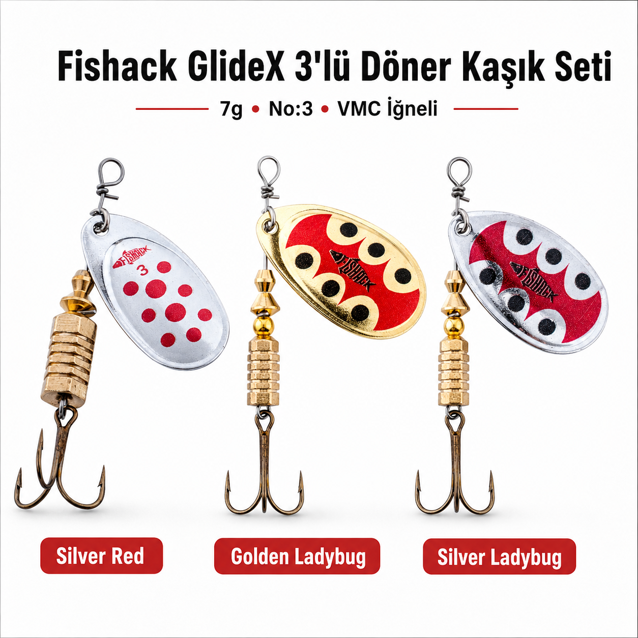 Fishack GlideX 3'lü Döner Kaşık Seti 7g No:3