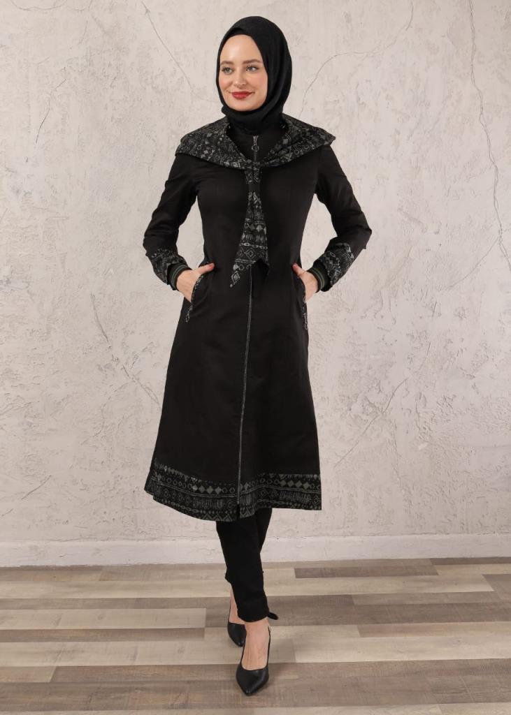 women summer trench coat model 1030 - Black women summer trench coat model 1030 - Black