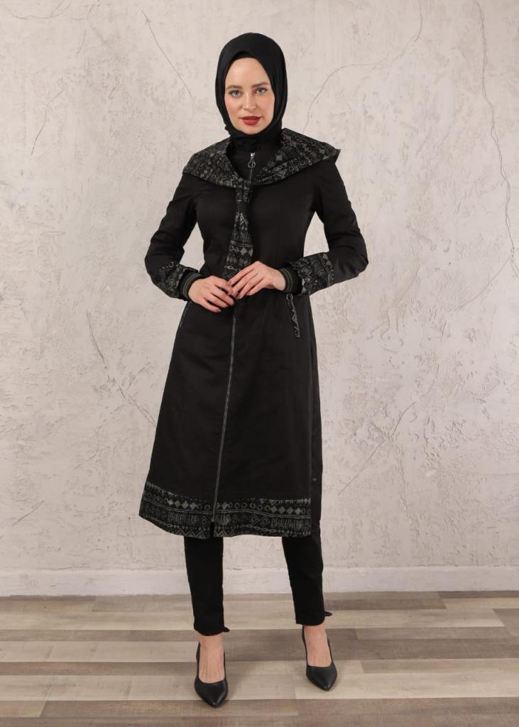 women summer trench coat model 1030 - Black women summer trench coat model 1030 - Black