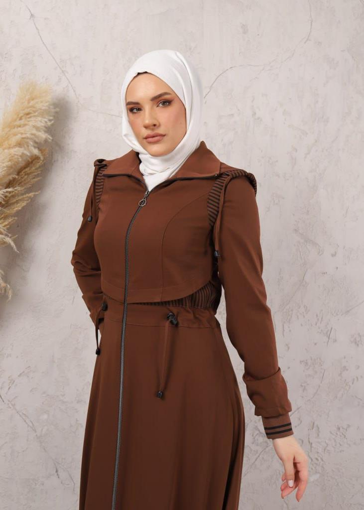 new season women's seasonal coat lined comfortable cut model 1041 - Brown