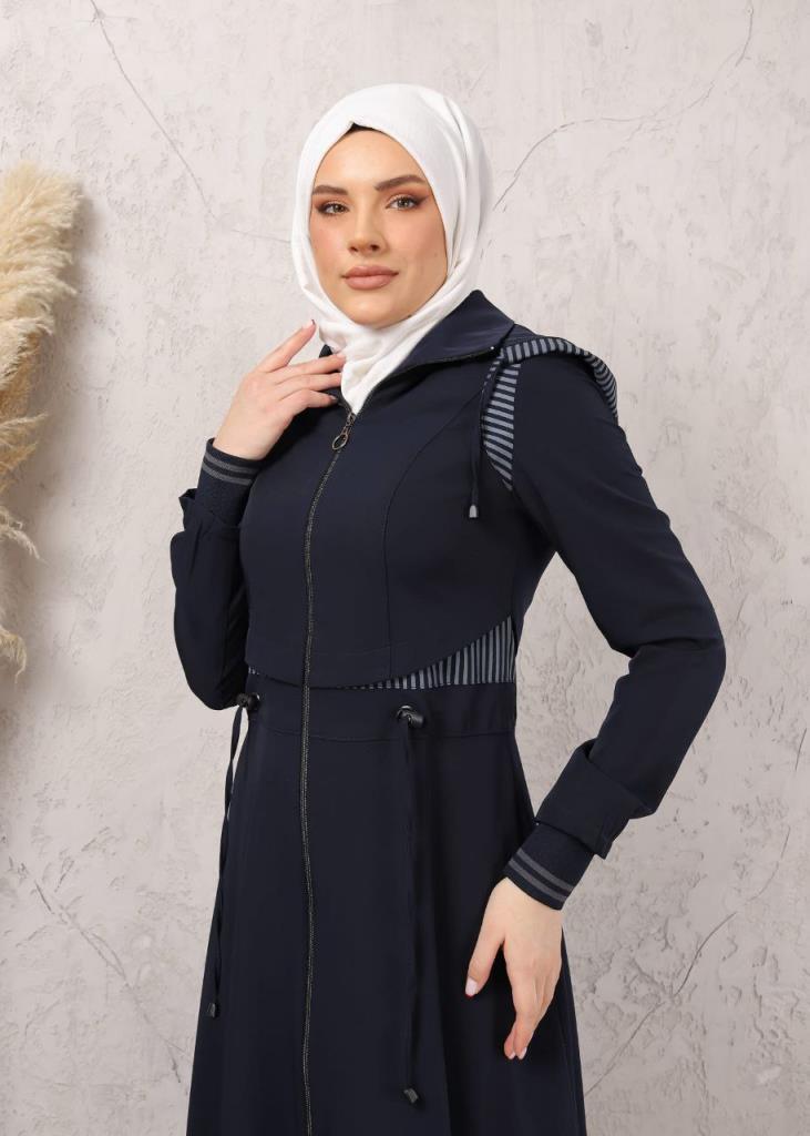 new season women's seasonal coat lined comfortable cut model 1041 - Navy Blue