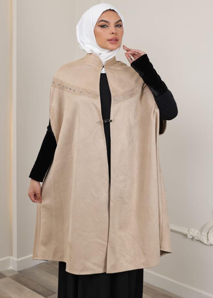 New season women's velvet winter and hijab cape model 3810 - Beige