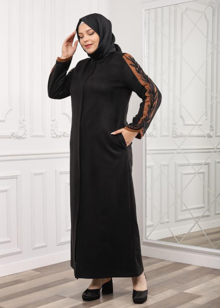 New season women's winter and hijab abayas are suitable for daily use model 4450 - AÇIK KAHVE