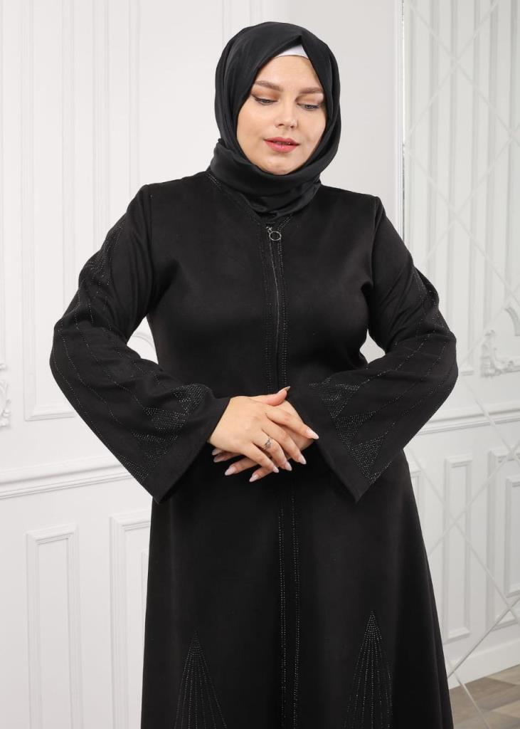 New season women's hijab winter abayas stylish and loose cut model 04484 - Black