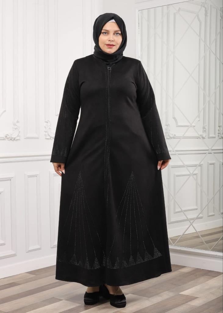 New season women's hijab winter abayas stylish and loose cut model 04484 - Black