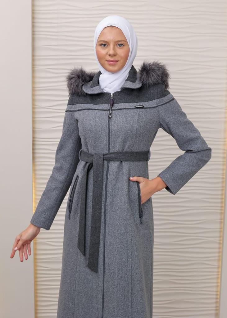 New season women's winter long coat, removable hood model 4611 - Gray