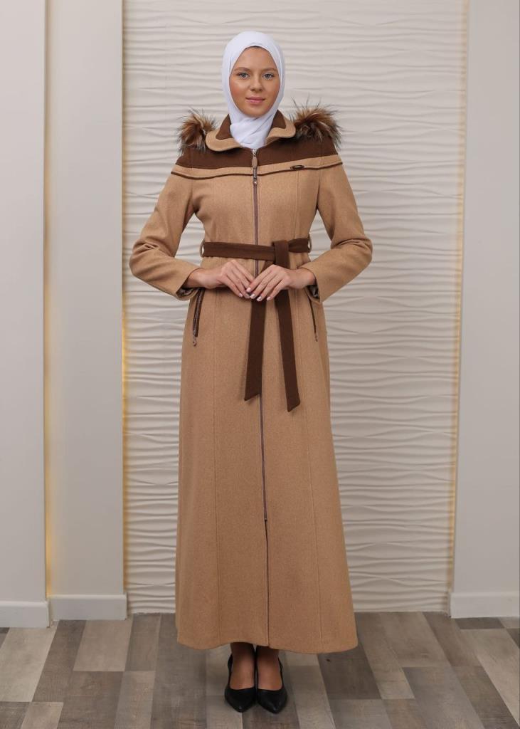 New season women's winter long coat, removable hood model 4611 - Beige