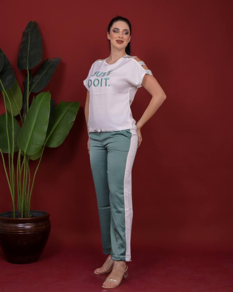 New season women's home pajamas satin comfortable cut suitable for bride's dowry model A0882 - Green