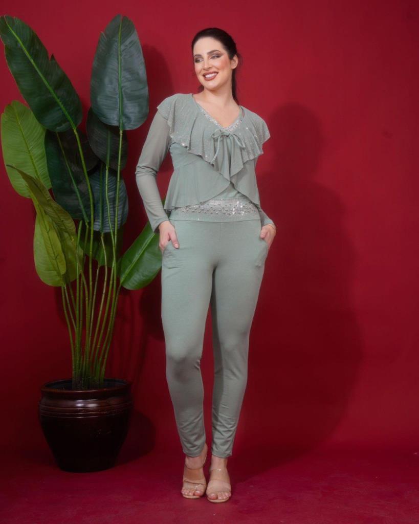 New season women's summer stylish and comfortable home pajamas are suitable for bridal dowry - Green