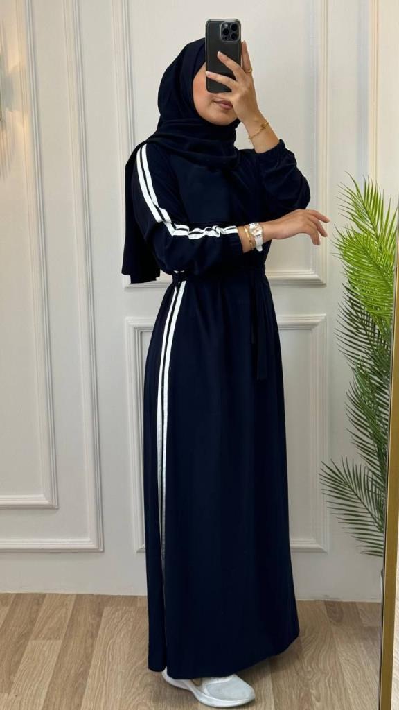 Abaya + shawl for veiled women, model G1153 - Navy Blue