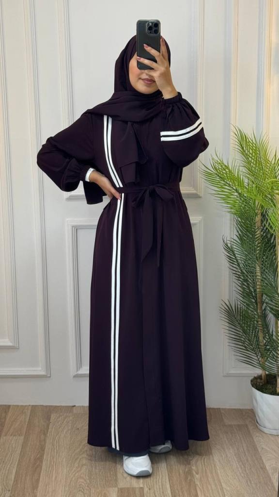 Abaya made of soft cotton fabric, model A1242 - Lilac