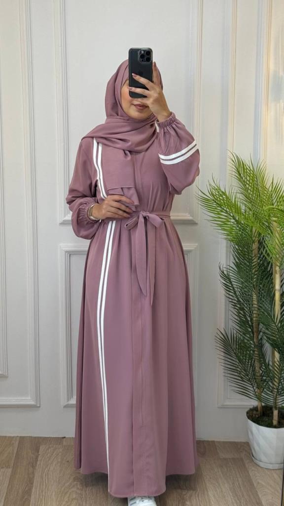 Abaya made of soft cotton fabric, model A1242 - Pink