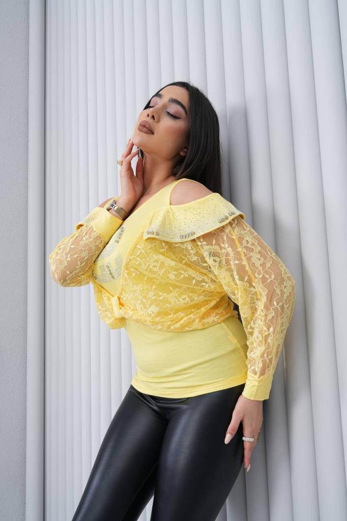 new season women's summer stylish evening blouse model A2251 - Yellow