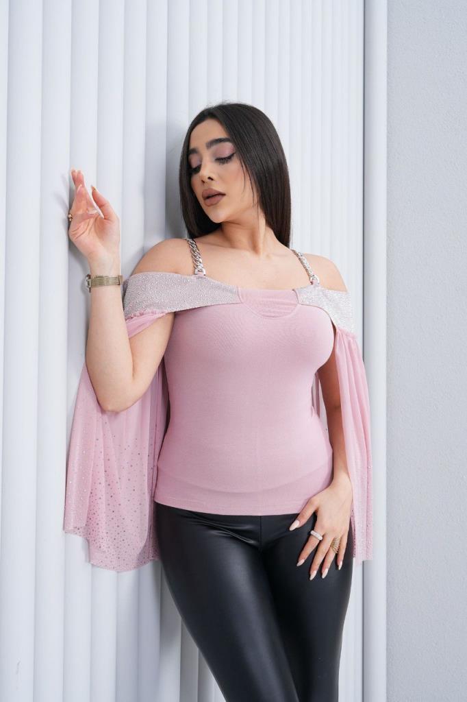 yeni sezonlu kadın yazlıkşık ve modren bluz özel günlere uygundur model A2252  - PEMBE