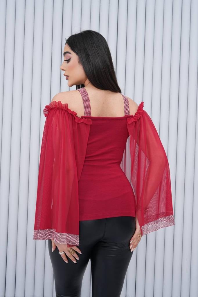 New season women's stylish blouse is suitable for bride's trousseau model A2253 - Burgundy