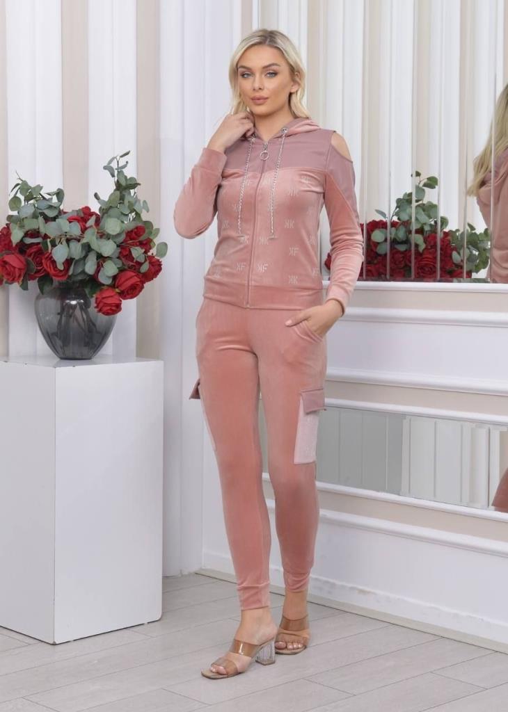 New season women's winter bottom top set home pajamas stylish and comfortable model A9346 - Pink