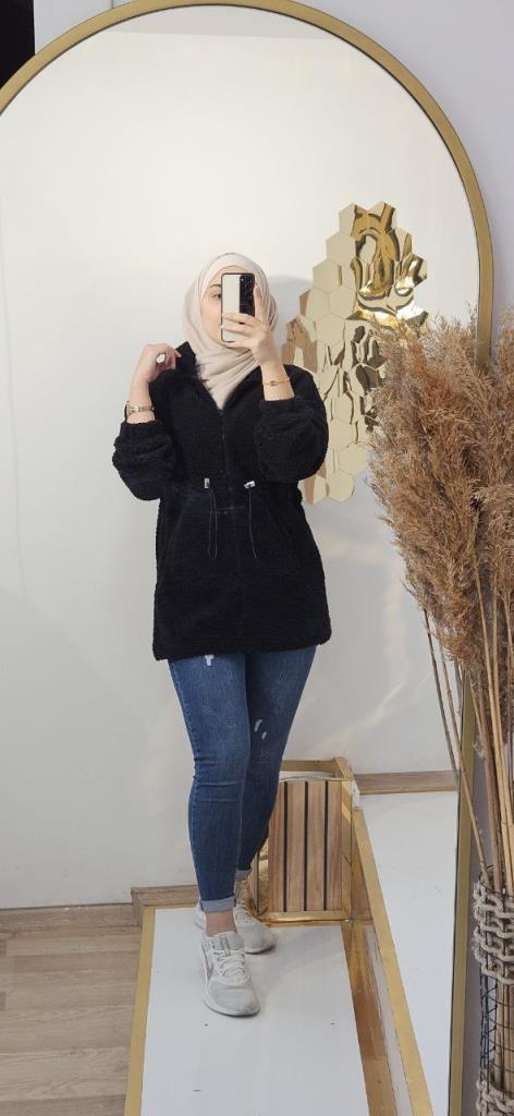 New season women's winter fur jacket is stylish and modern, suitable for daily use, model G0006 - Black